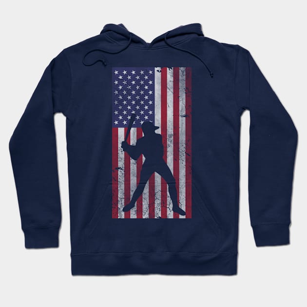 Patriotic American Flag Baseball Sports Hoodie by E